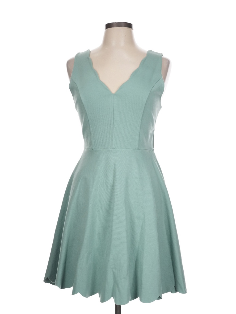Altar’d State Scalloped V-Neck A-Line Dress in Sage